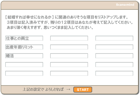 項目の一部を予め固定した例の図